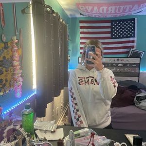 White vans pull over hoodie